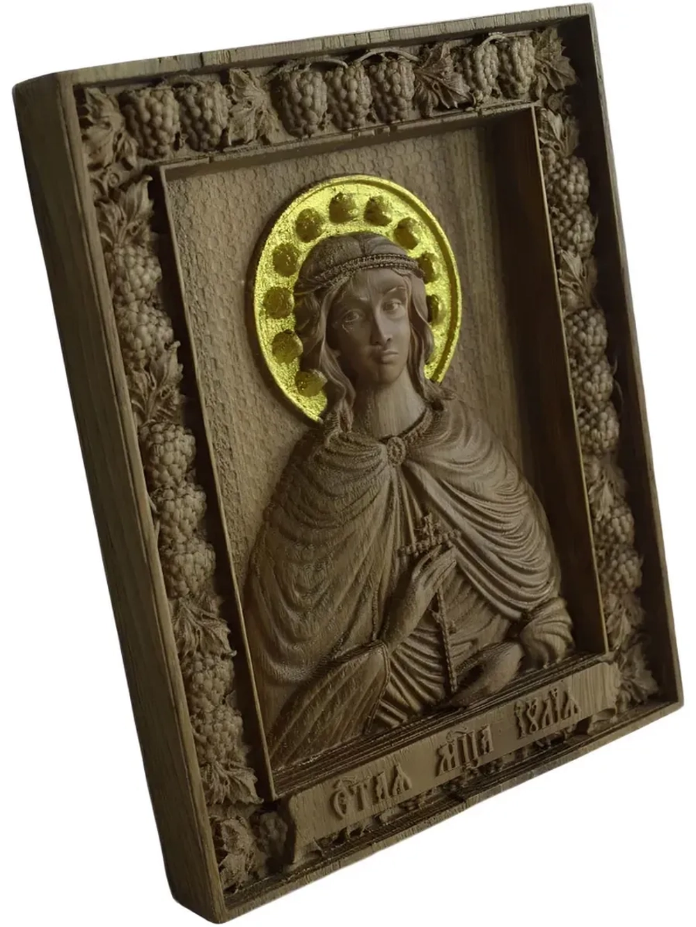 Икона Освященная Юлии Мученицы резная из массива дуба