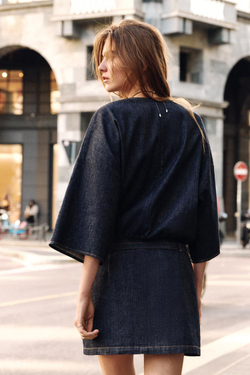 ZARA КОРОТКОЕ ДЖИНСОВОЕ ПЛАТЬЕ Z1975 С РЕМНЕМ, СИНИЙ