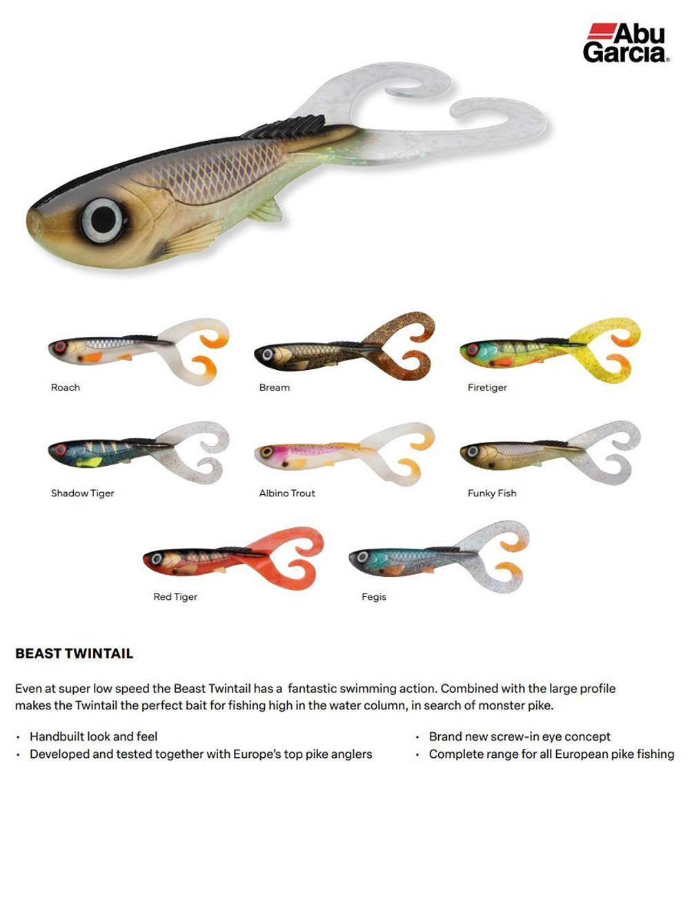 Приманка мягкая твистер Abu Garcia Beast Twin Tail, 210 мм, 4 шт, Red Tiger