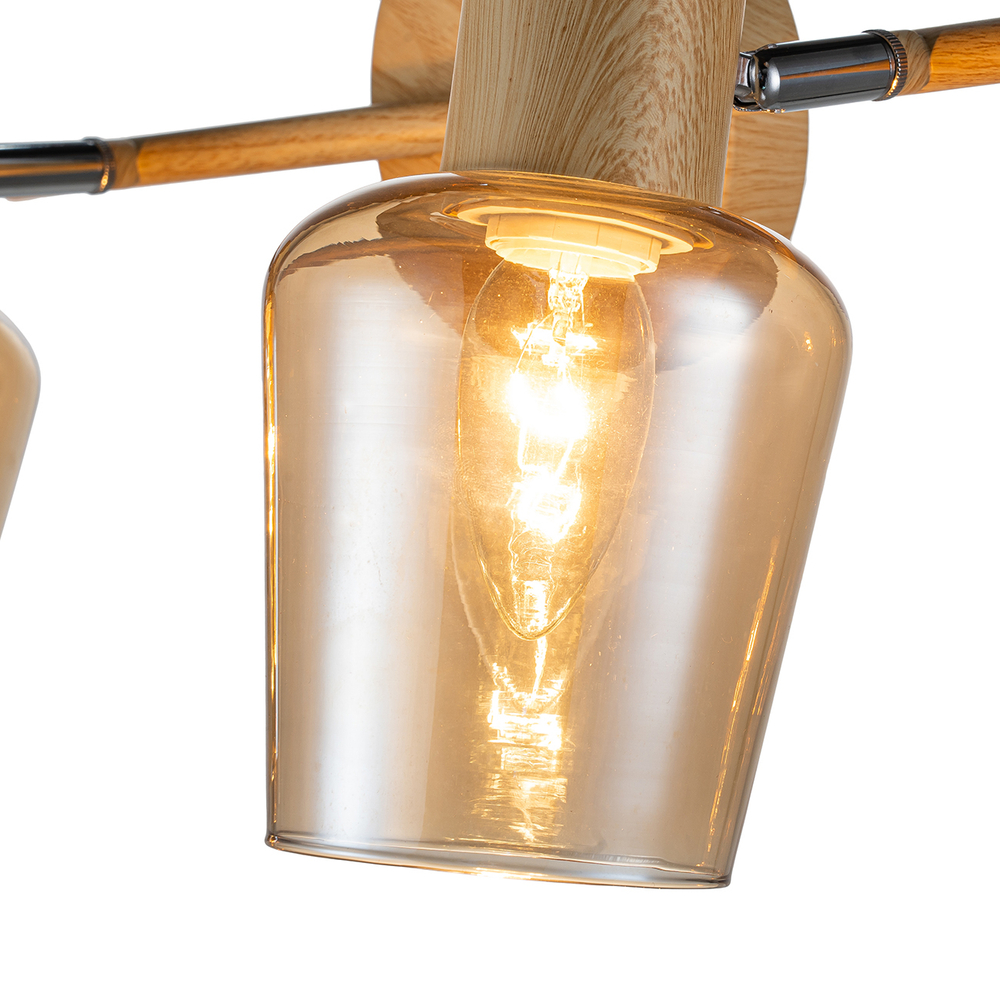 Настенный светильник 2x40Вт E14, металл/стекло, дерево