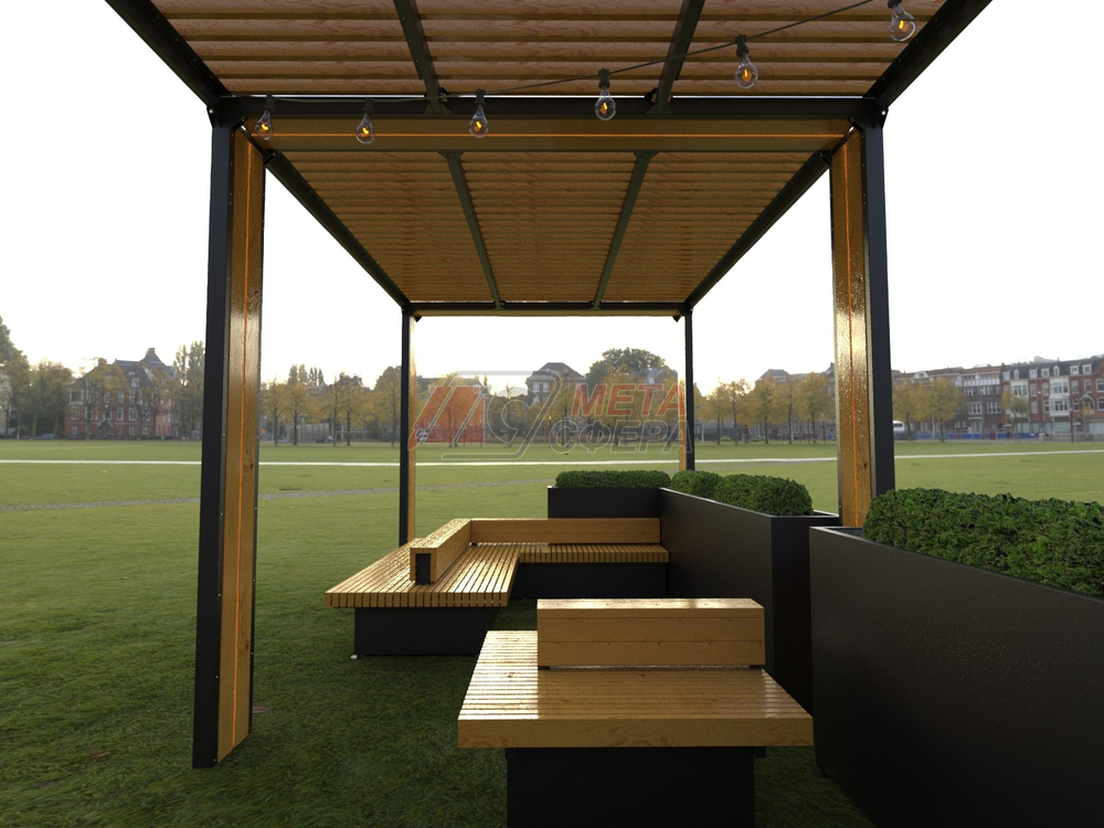 Пергола Комфорт с мебелью и гирляндой