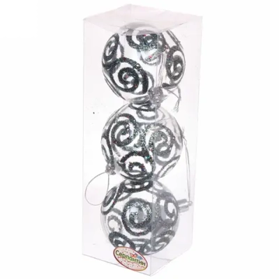 Новогодние шары 7см (набор 3шт) «Зимние узоры», бирюза