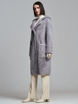 Шуба из овечьей шерсти чебурашка тедди, серая, SilverFox