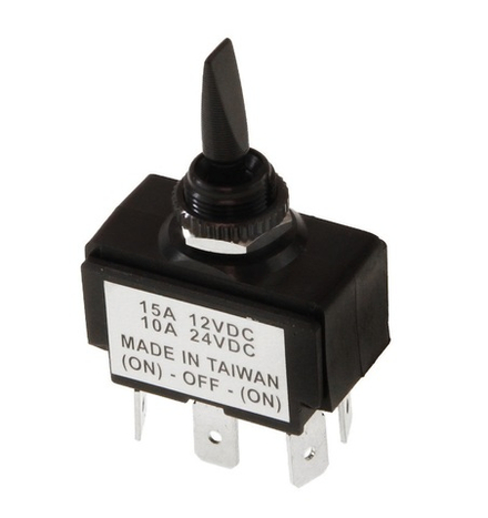 Тумблер трехпозиционный (ON)-OFF-(ON) 12В/15А 6P