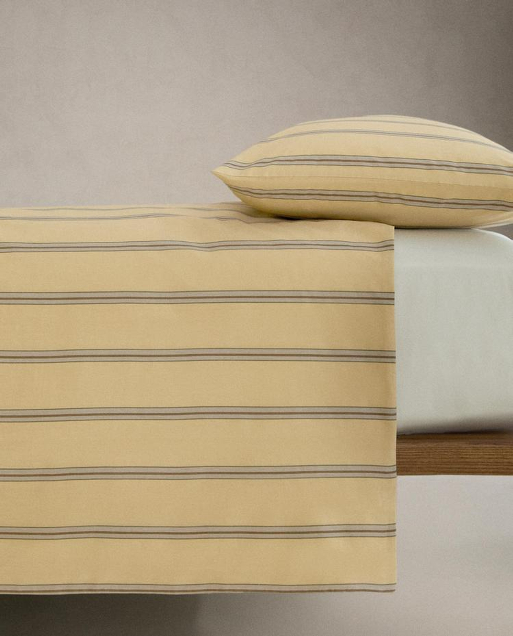 ZARA HOME ПОДОДЕЯЛЬНИК В ПОЛОСКУ (300 НИТЕЙ), ЖЕЛТЫЙ