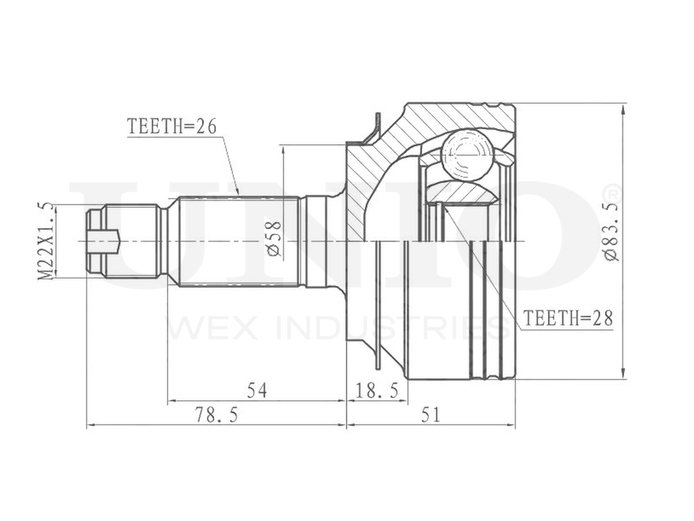 ШРУС внешний UNIO CVJ-20158