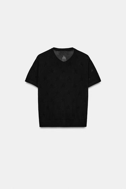 ZARA КАРДИГАН С КОРОТКИМИ РУКАВАМИ И ЗВЕЗДАМИ, ЧЕРНЫЙ