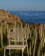 Садовый стул Talaier из искусственного каната и стали бежевого цвета