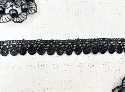 Кружево плетеное, ш. 1,5 см, чёрный