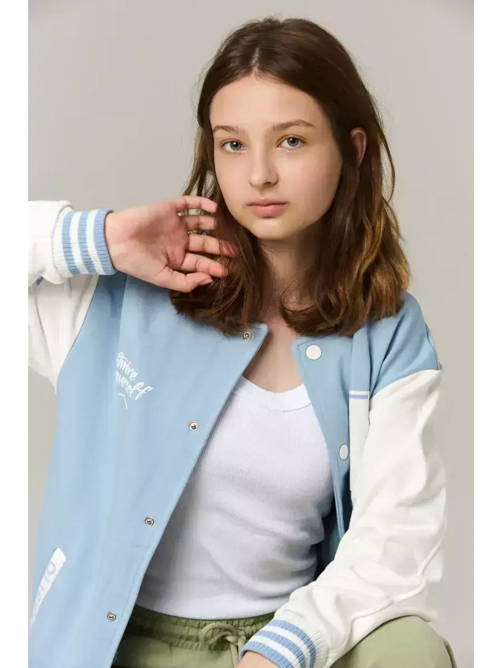 Голубой бомбер детский для школы и сада