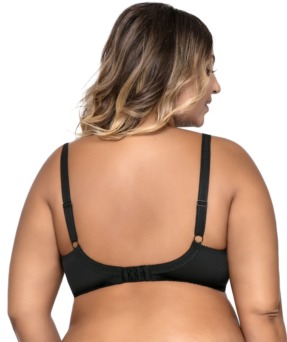 Соблазнительный бюстгальтер с мягкой чашкой +size и декоративными бретелями (Размер: 100G) (Цвет: черный)
