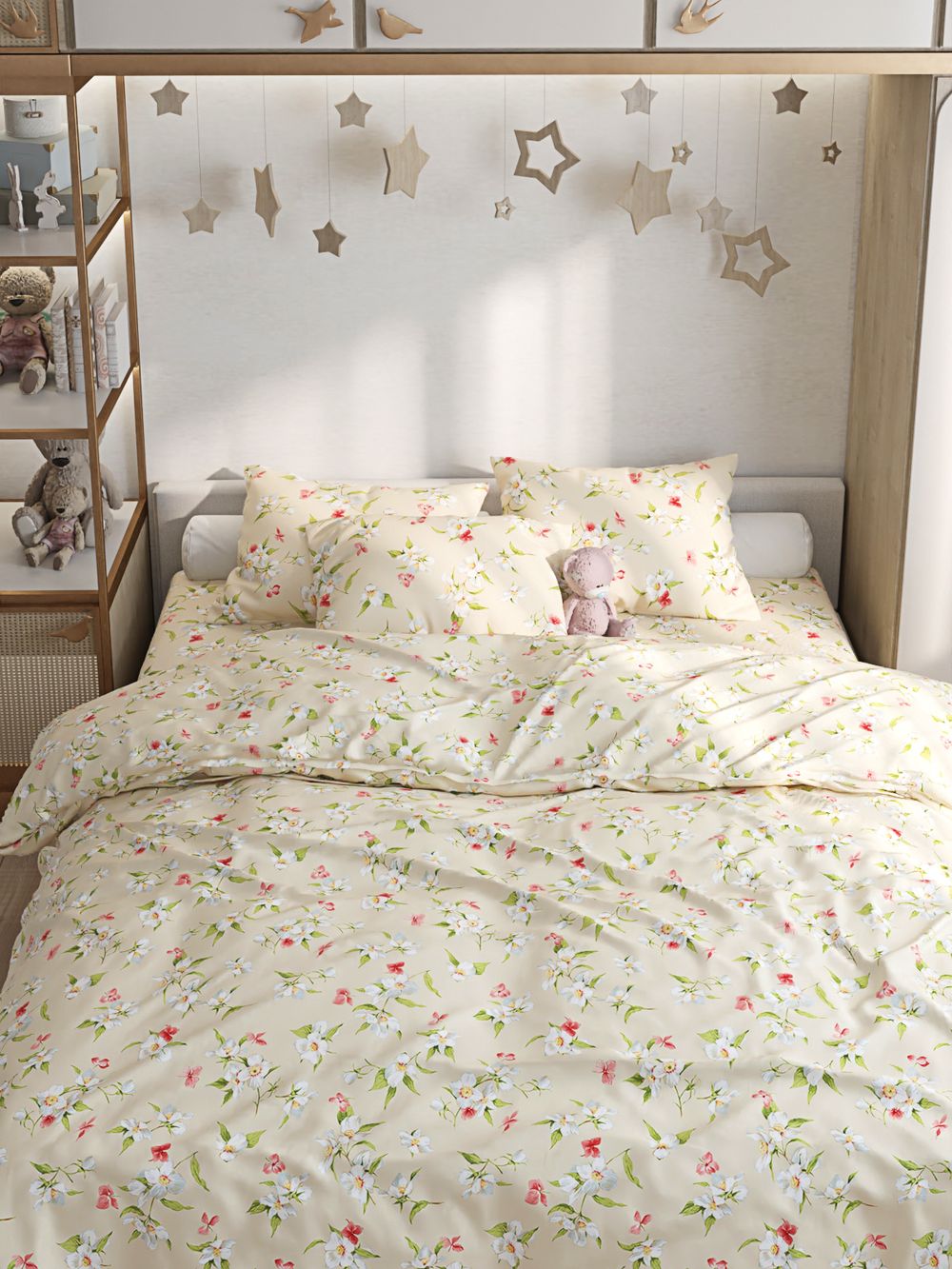 Постельное белье Сказка "Жасмин" 2-спальный Наволочка 50х70 см 2 шт Простынь 240х215 см Пододеяльник 175х215 см, перкаль