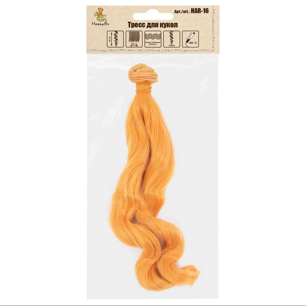 Трессы для кукол 20 см, 100 см, 28 г, 40 рыжий, HobbyBe HAR-16