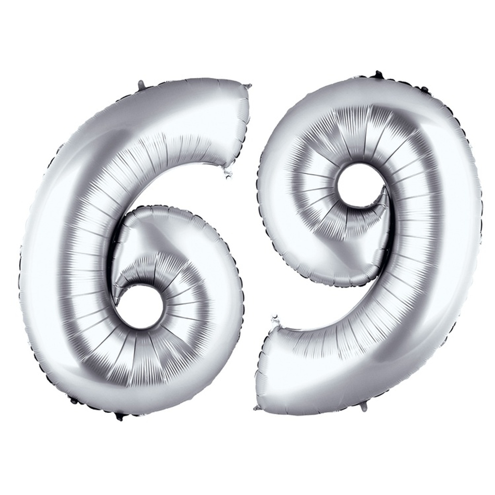 Шар фольгированный Цифра 9 66 см (Серебряный)