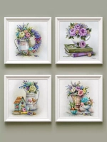 Картины на стену интерьерные на холсте 4 шт, 23*23 см