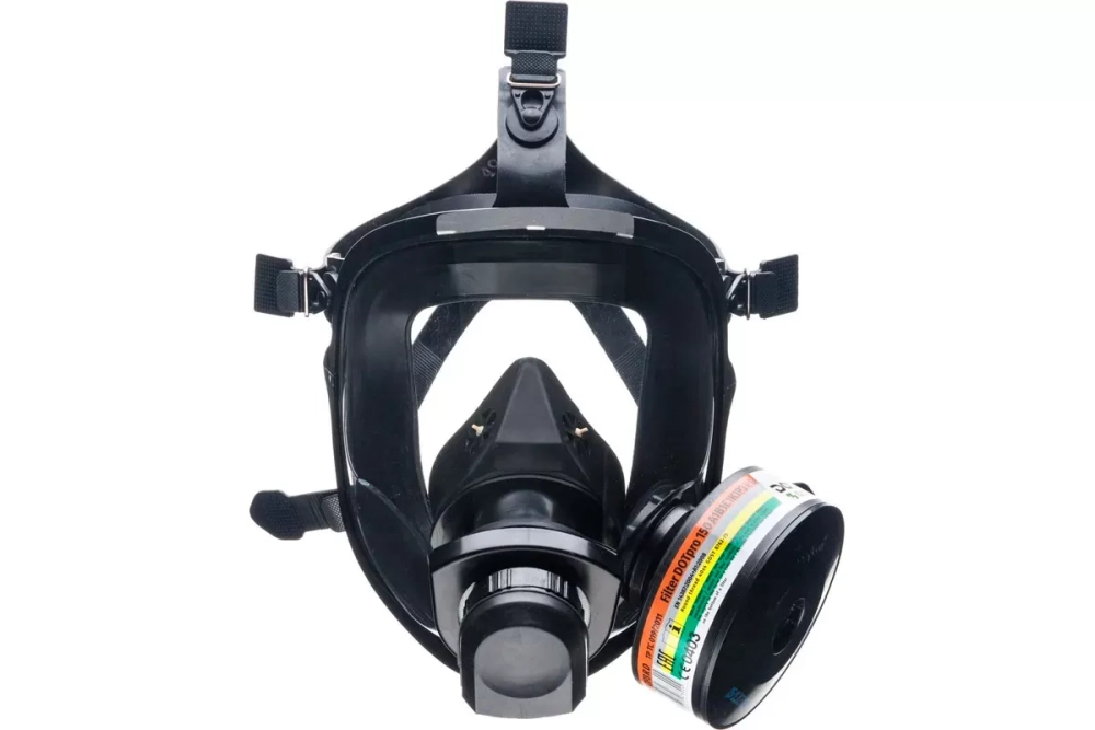 Маска МАГ-3Л (универсальный размер, резина, боковое резьбовое левое соединение - 1 фильтр)