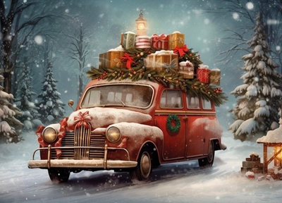 МАШИНА зима №1 фон неопреновый