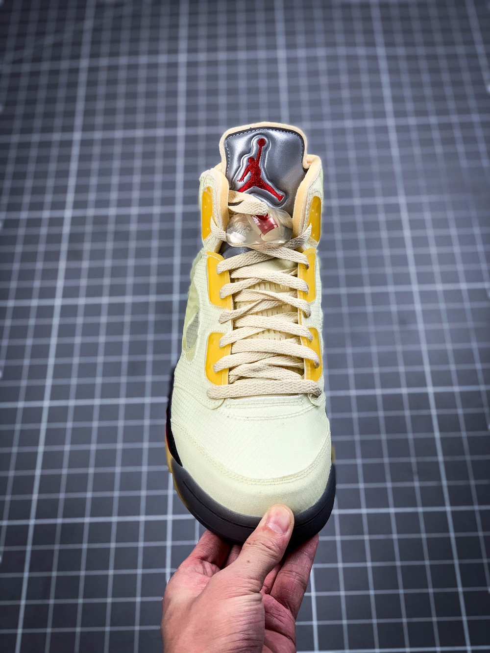 OW X AIR JORDAN 5 WHITE/FIRE RED/YELLOW