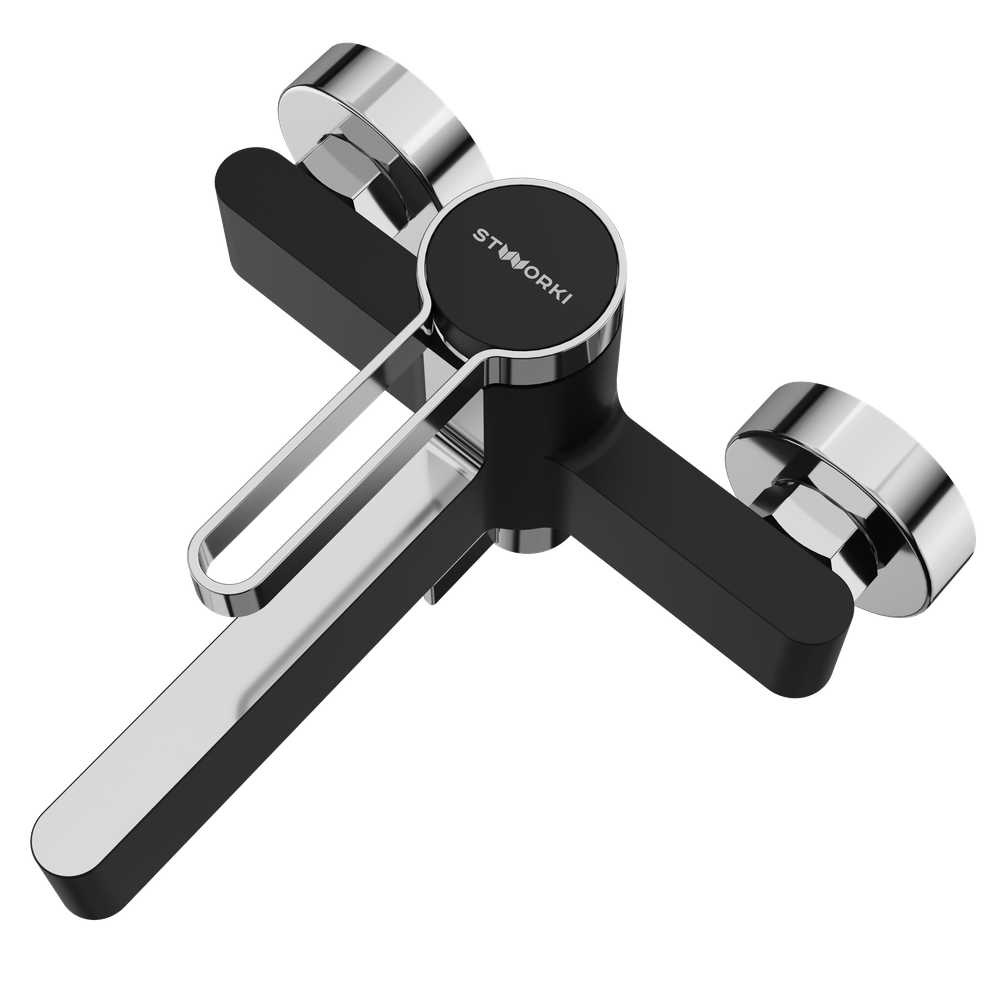 Смеситель для ванны с душем STWORKI Лександ S09100BC матовый черный, хром