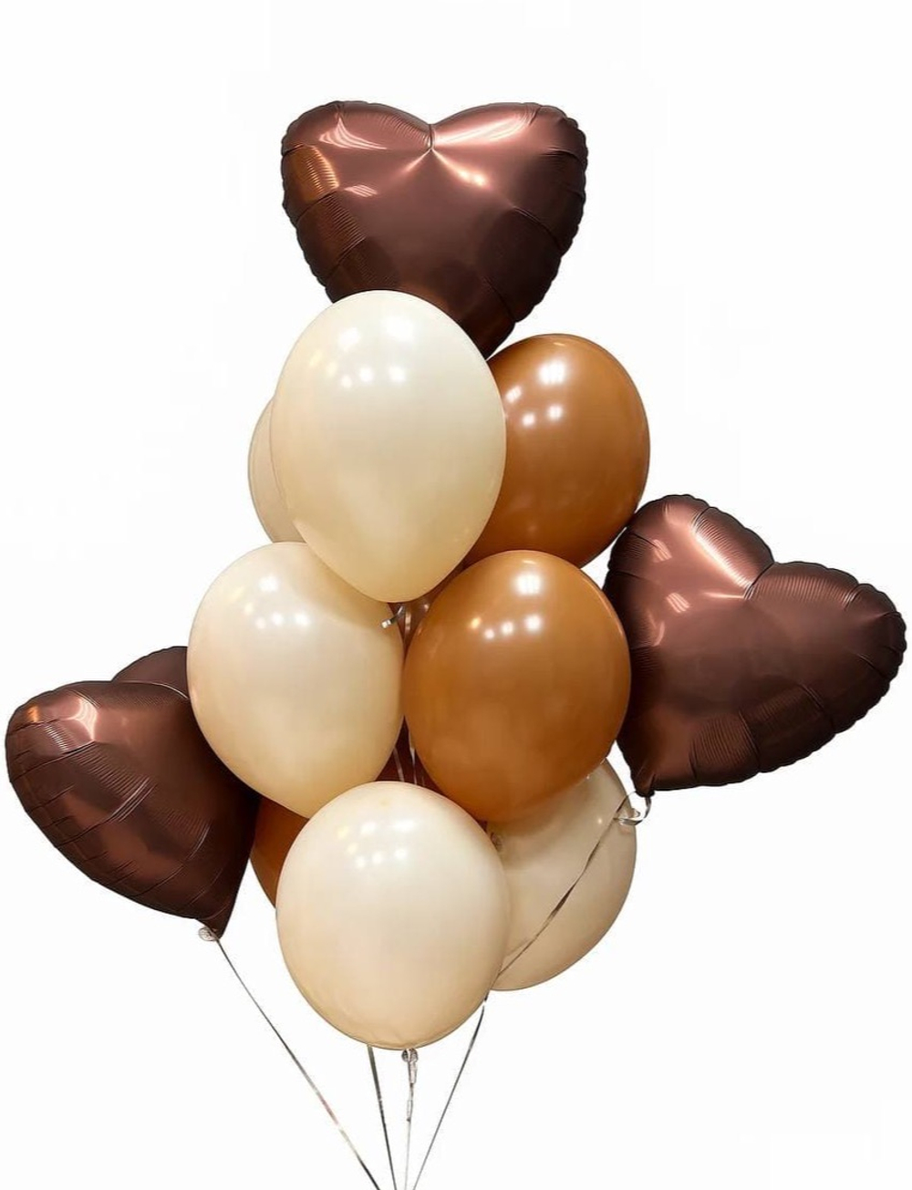 Букет шаров с коричневыми сердцами
