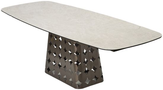 Стол MAGNUS 180 TL-102 Бежевый мрамор, испанская керамика / Шоколадное золото каркас