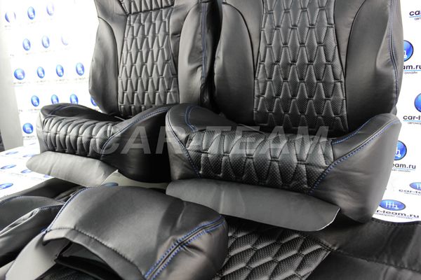 Анатомический комплект для переделки сидений ВАЗ в "Recaro" ("Рекаро") из экокожи узор "Ягуар"