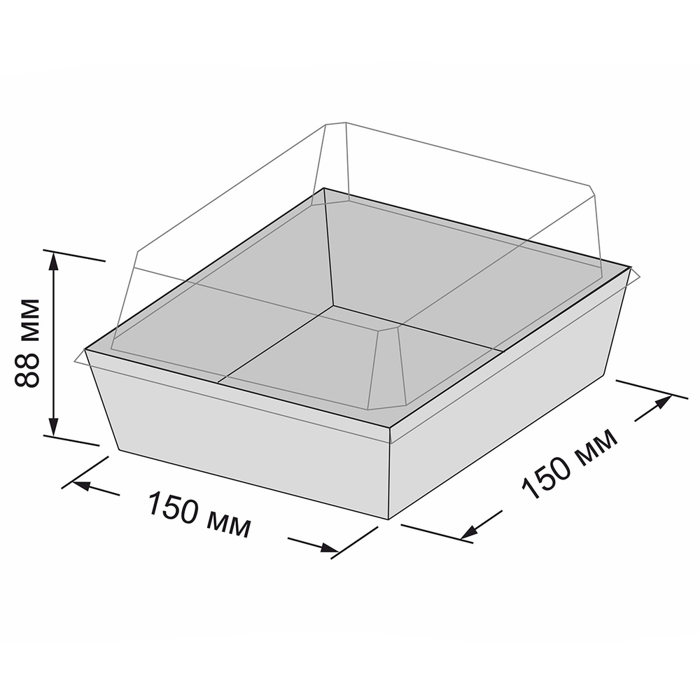 Контейнер бумажный Ant Box Kraft с крышкой 750 мл 15- 15 (150x150x80) 1/300