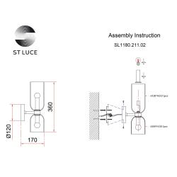 SL1180.211.02 Бра ST-Luce Золотистый/Голубой E14 2*40W