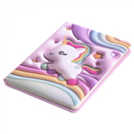 Записная книжка 13,0 см * 18,0 см , 7БЦ, Alingar, PU, поролон, конгрев, эффект 3D, 80л., линия, "Единорожка", розовый