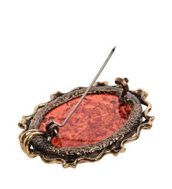 AM-2596 Брошь «Камея Ирис» (латунь, янтарь)