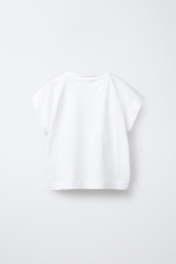 ZARA ОДНОТОННАЯ ФУТБОЛКА С ХЛЯСТИКОМ, БЕЛЫЙ