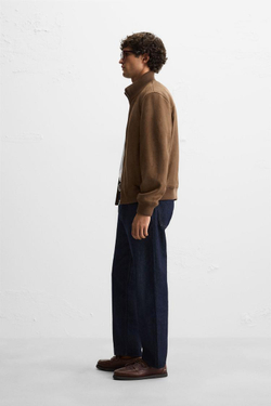 ZARA КУРТКА ИЗ ИСКУССТВЕННОЙ ЗАМШИ СВОБОДНОГО КРОЯ, КОНЬЯЧНЫЙ