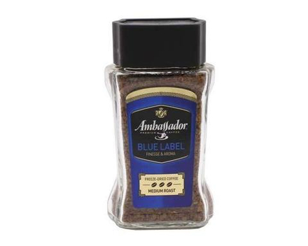 Кофе растворимый Ambassador Blue Label, 95 г стеклянная банка (Амбассадор)