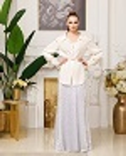 08-03-21 FW Шелковая блуза с глубоким декольте с воротником стойка, молочный XL