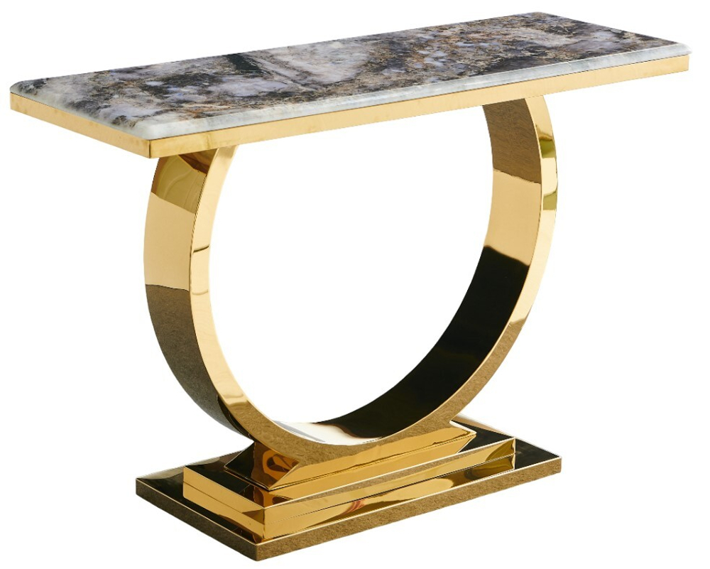Стол-консоль Ist Casa Лира, 120х40х76 см, темно-серый, золотой