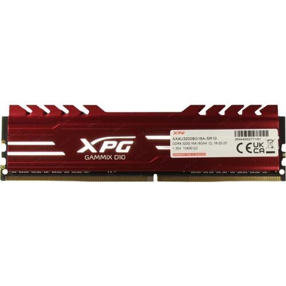 Модуль памяти 8GB ADATA DDR4 3200 DIMM XPG GAMMIXD10 Red Gaming Memory AX4U32008G16A-SR10