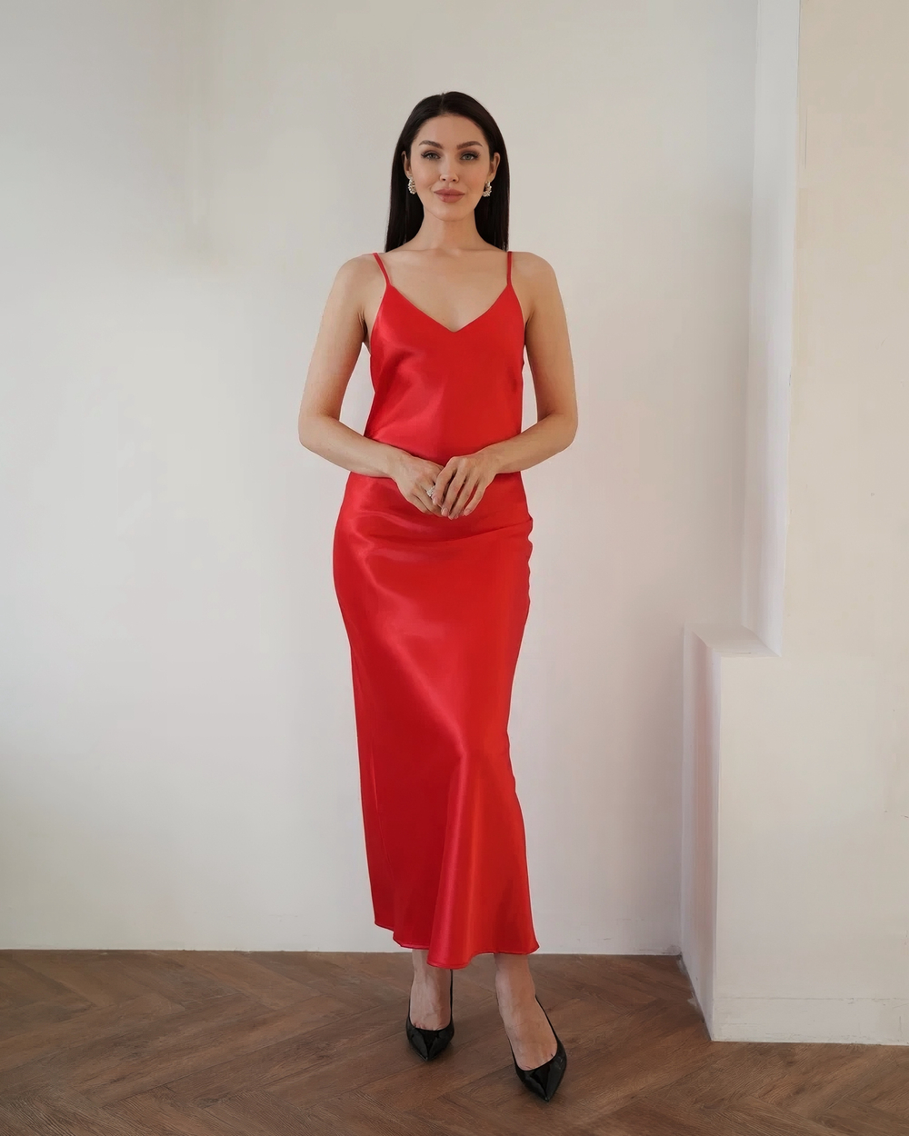Платье комбинация "Богиня" в алом