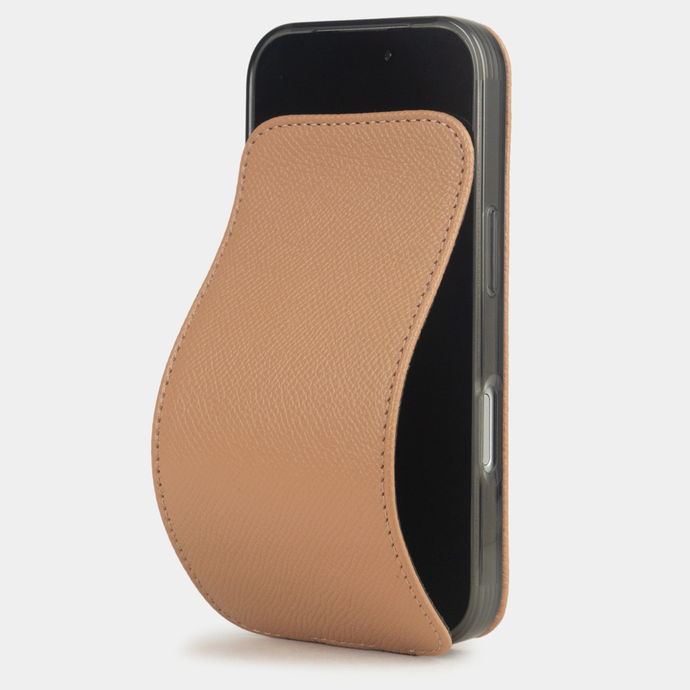 Чехол iPhone 17 Pro натуральная кожа сафьяно, цвета кэмел