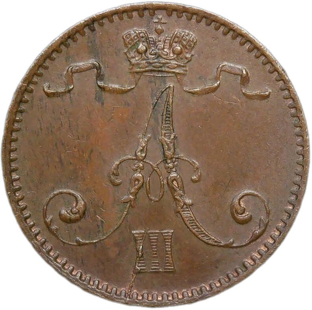 1 пенни (penni) 1893, монета для Финляндии (XF-AU)