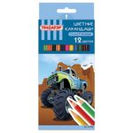 Карандаши цветные ПИФАГОР "ДЖИП", 12 цветов, пластиковые, классические заточенные, 181342
