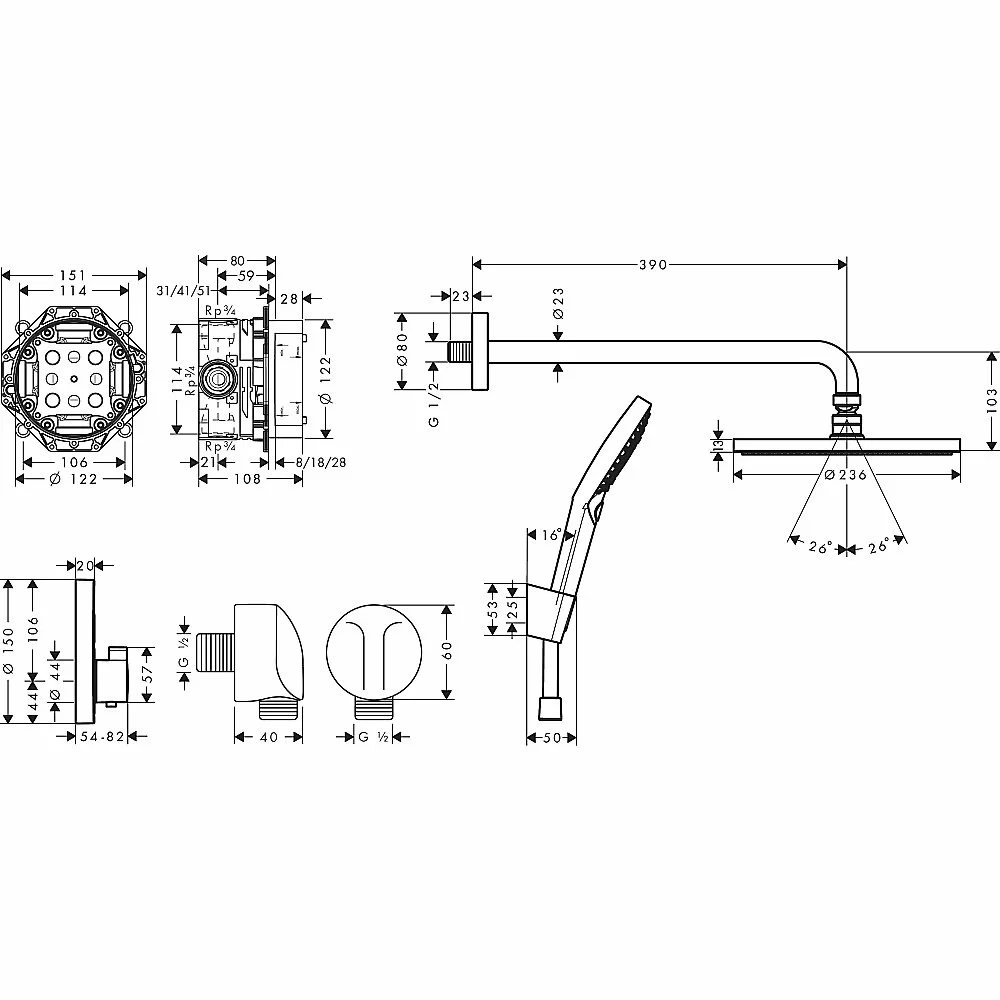 Душевая система Hansgrohe Raindance S 27959670 черный матовый