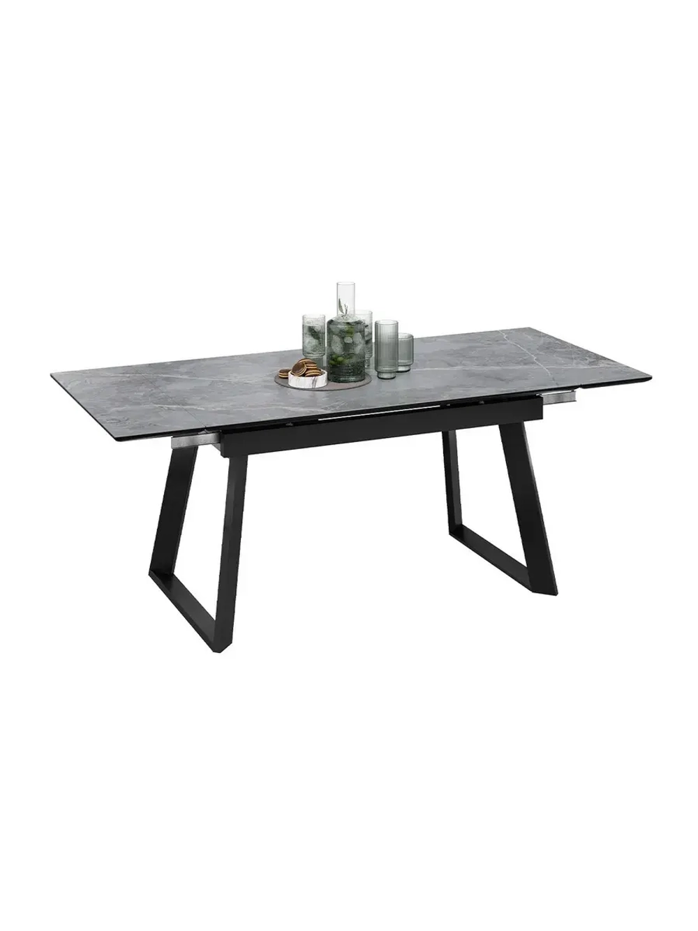 Стол кухонный Черный муар мрамор 140(200)х85х77 см