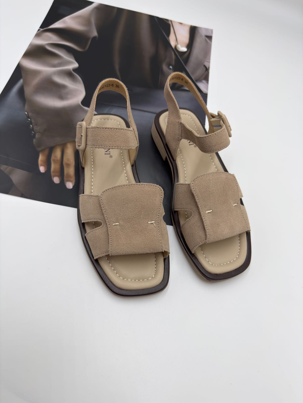 Босоножки женские натуральная кожа арт. PEAG 123-6 цвет "бежевый"