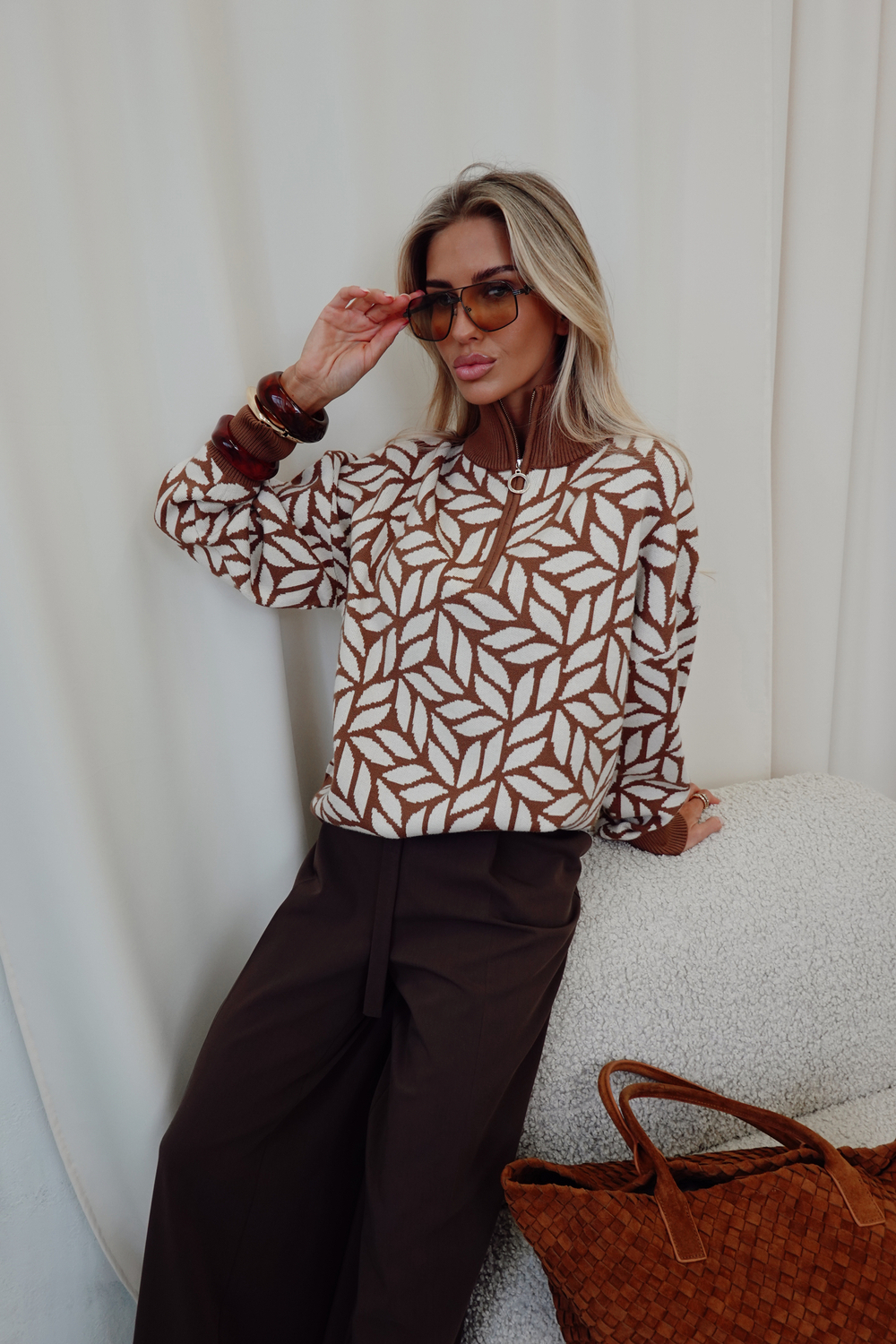 Джемпер с воротом на молнии с кашемиром