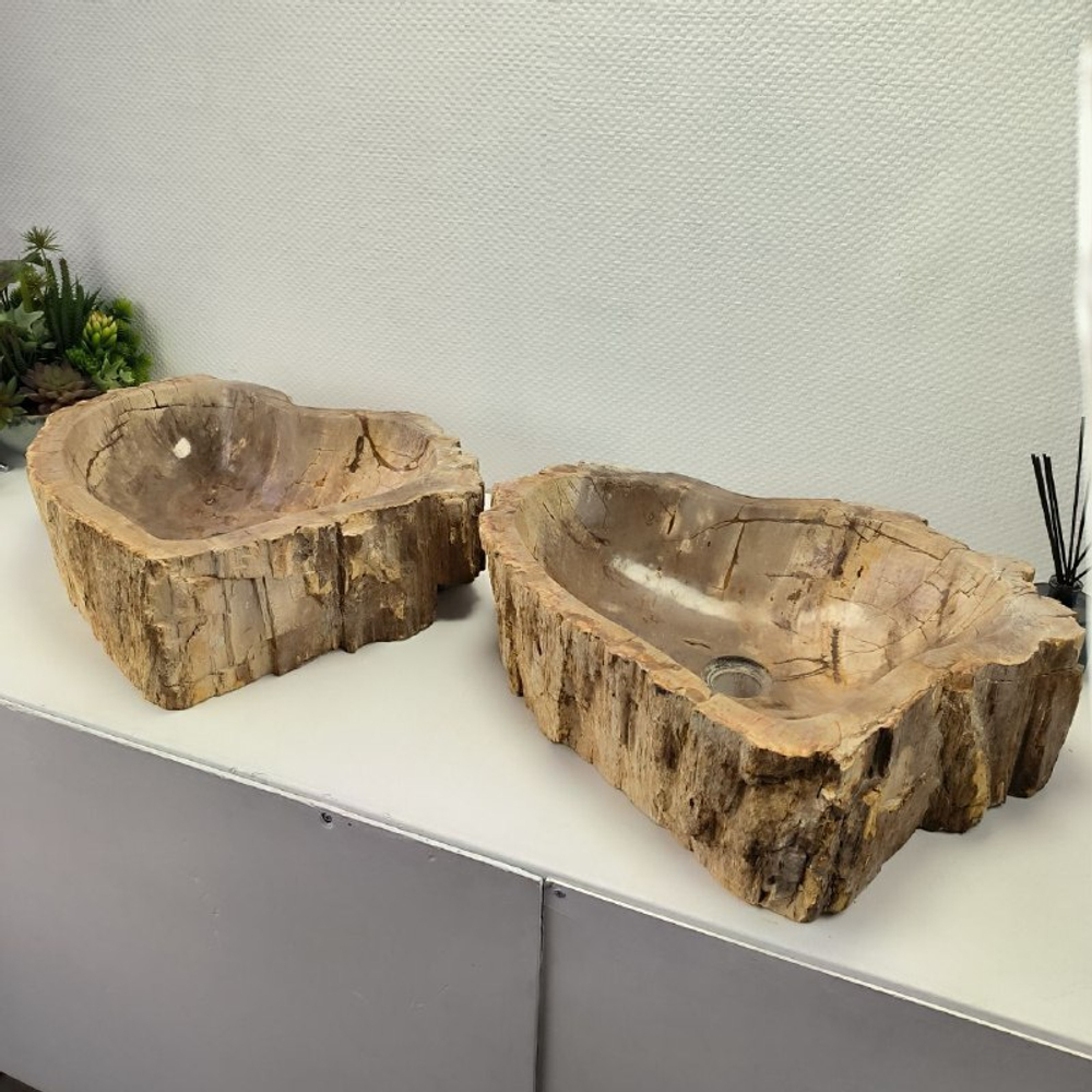 Раковина из окаменелого дерева ПАРА! OD-62096 55*55*15 2шт