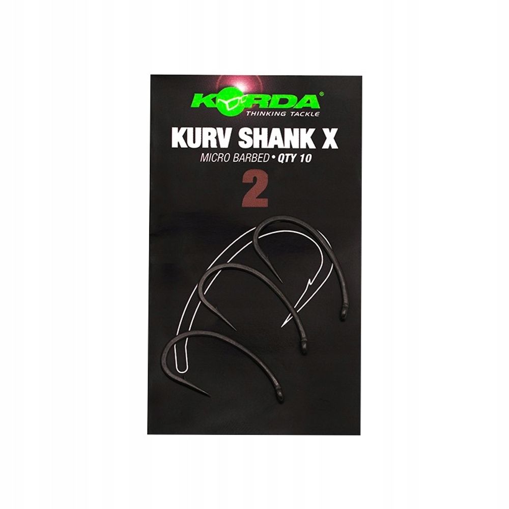KORDA Крючок Kurv Shank-X №2 с бородкой 10шт