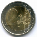 2 евро 2006 год. Люксембург. 25 лет принцу Гийому. Биметалл AUNC