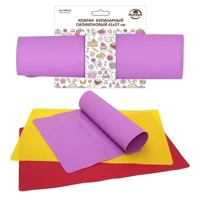 Коврик кулинарный силиконовый, 41*27 см, 3 цв