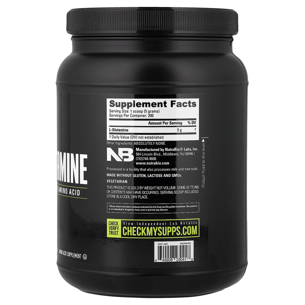 NutraBio, глутамин, чистая аминокислота, 1000 г (2,2 фунта)