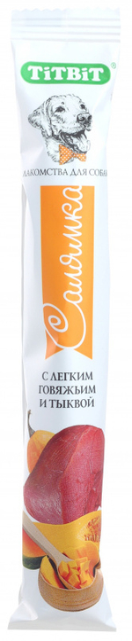 TitBit лакомство для собак Салямка Biff с легким говяжьим и тыквой St. 15 гр.